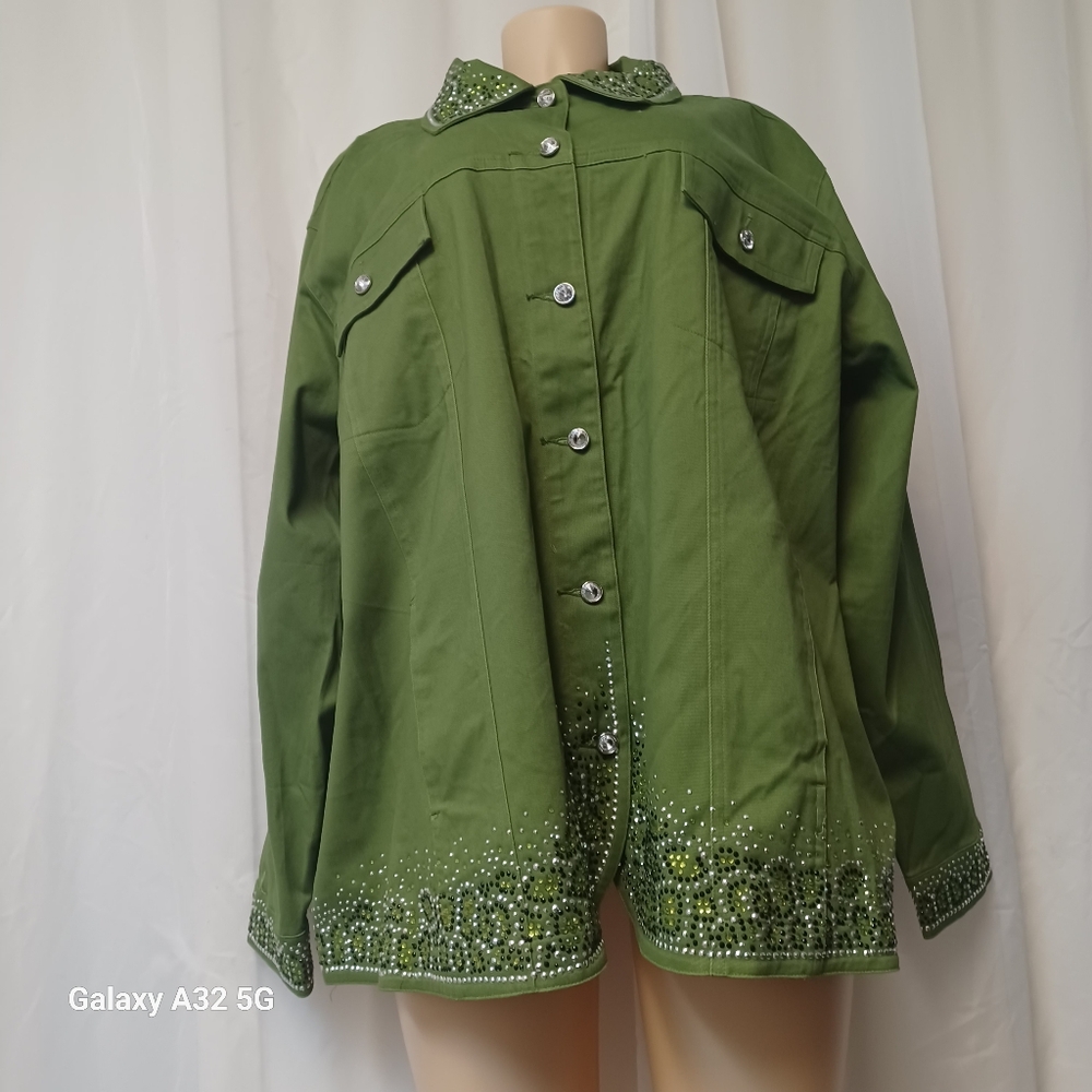 QUAKER FACTORY SIZE 3X Green Embellished Women's Jacket - Picture 5 of 13